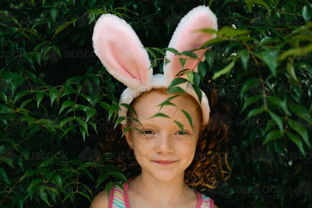 Girl in bunny ears - Australian Stock Image