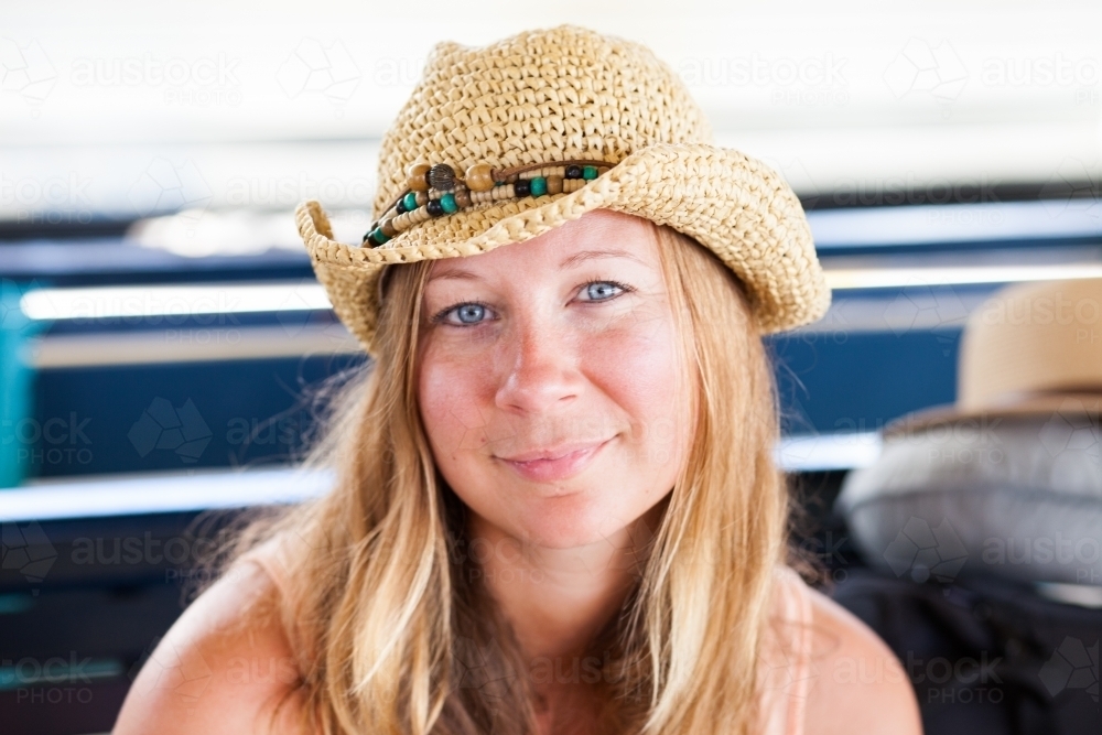 Girl with hat - Australian Stock Image