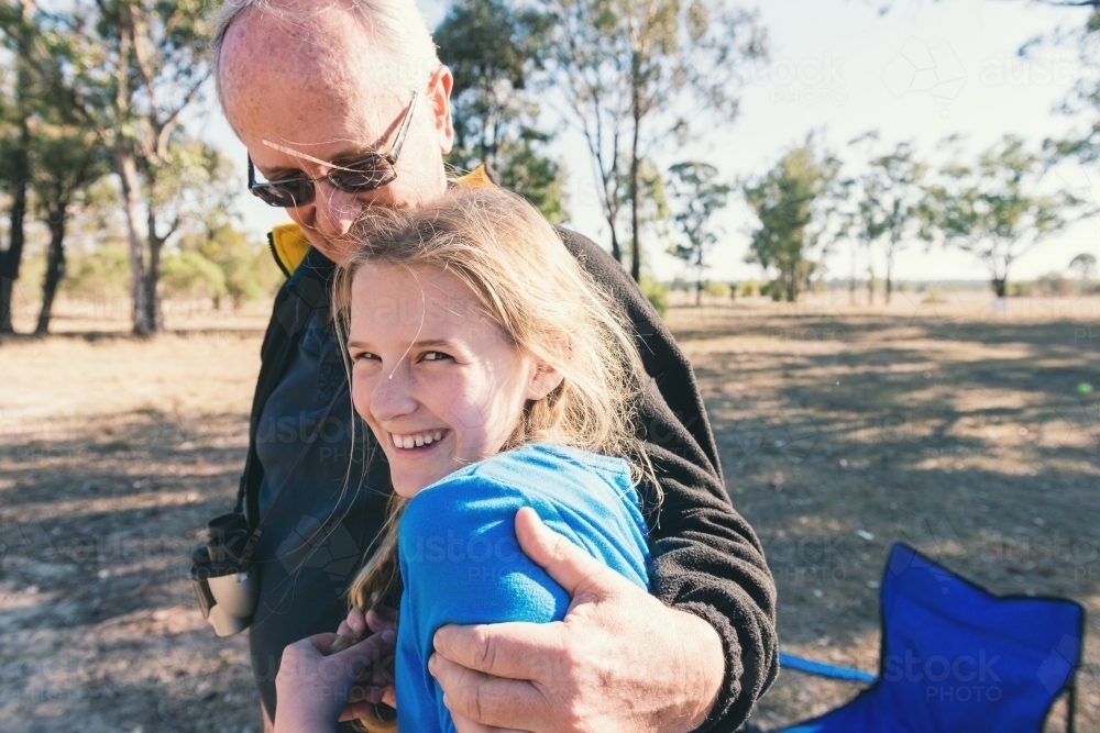 girl with her grandfather - Australian Stock Image
