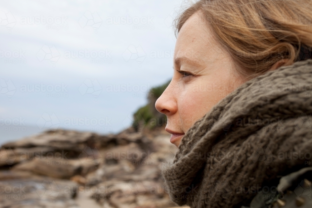 Girl with scarf close up - Australian Stock Image