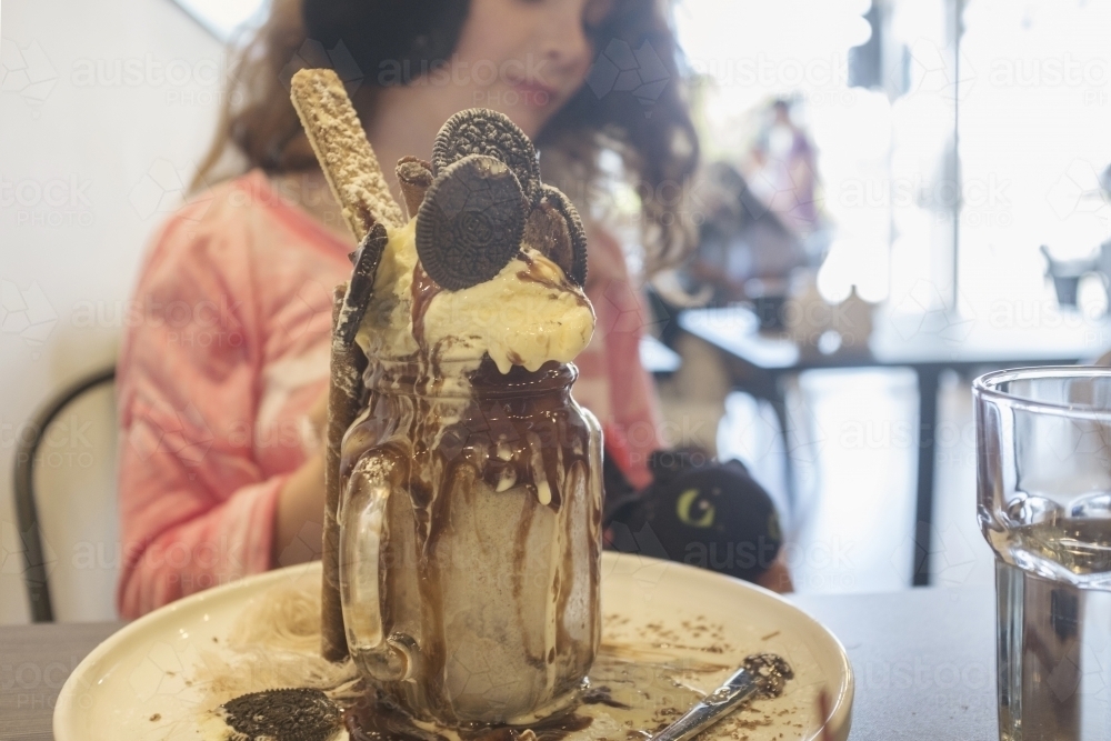 Girl with super shake - Australian Stock Image