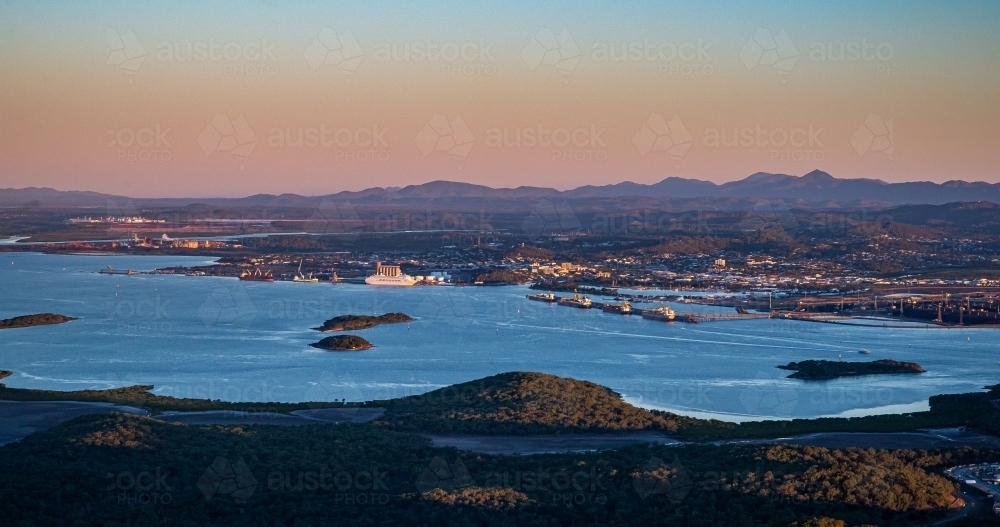 Gladstone Harbour at sunset, Queensland, Australia - Australian Stock Image