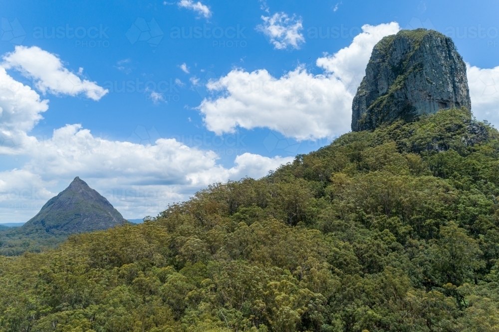 Image of Glass House Mountains, Coonowrin and Beerwah. Austockphoto