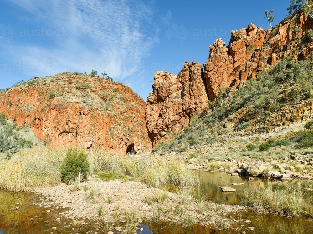 Glen Helen Gorge at the West MacDonnell Ranges - Australian Stock Image