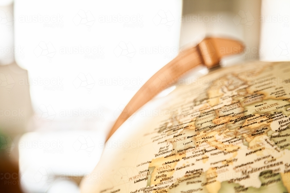 Globe of the world focus on Europe, Spain, France, Italy - Australian Stock Image