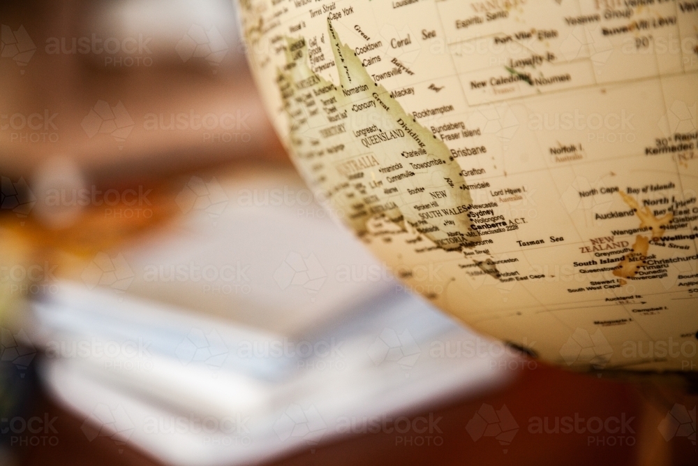 Globe of the world with Australia and New Zealand - Australian Stock Image