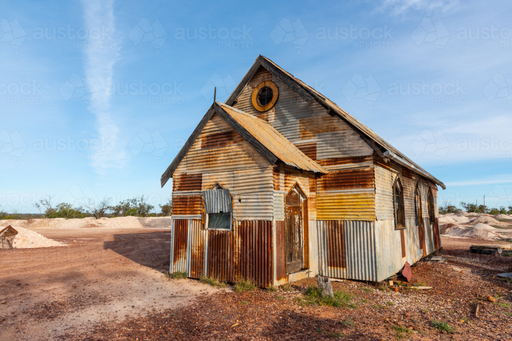 "Goddess of 1967" rustic church building, the movie set for film in Lightning Ridge - Australian Stock Image