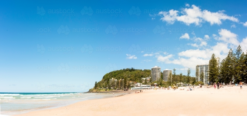 Gold Coast beach on a sunny blue sky day - Australian Stock Image