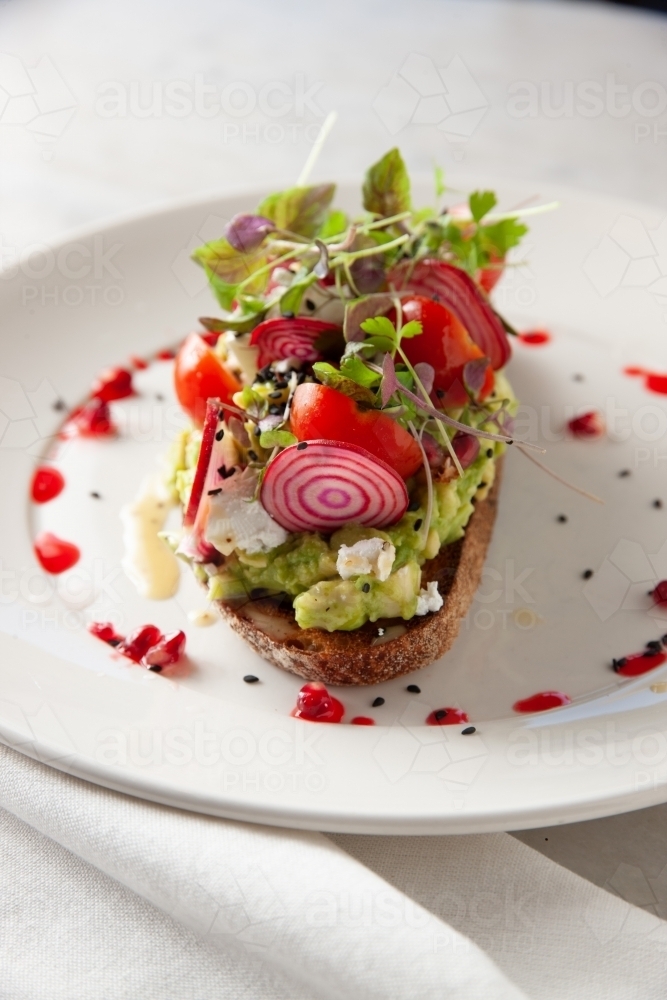 Gourmet avocado on toast - Australian Stock Image