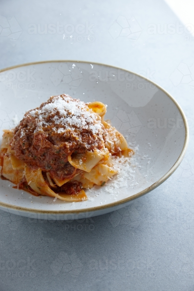 Gourmet pasta in bowl - Australian Stock Image