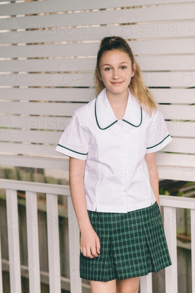 grade 10 student in summer uniform - Australian Stock Image