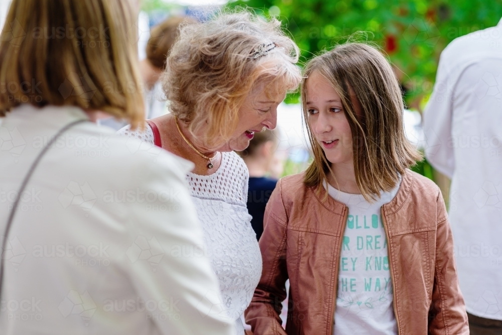 grandmother with her granddaughters - Australian Stock Image