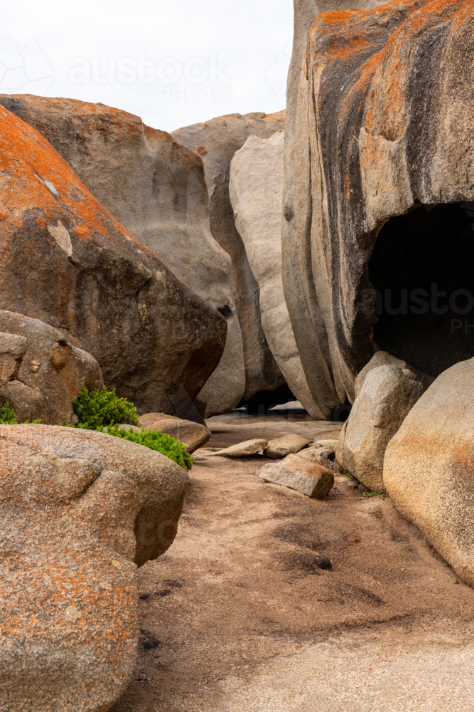 Granite Boulders at Remarkable Rocks, Kangaroo Island - Australian Stock Image