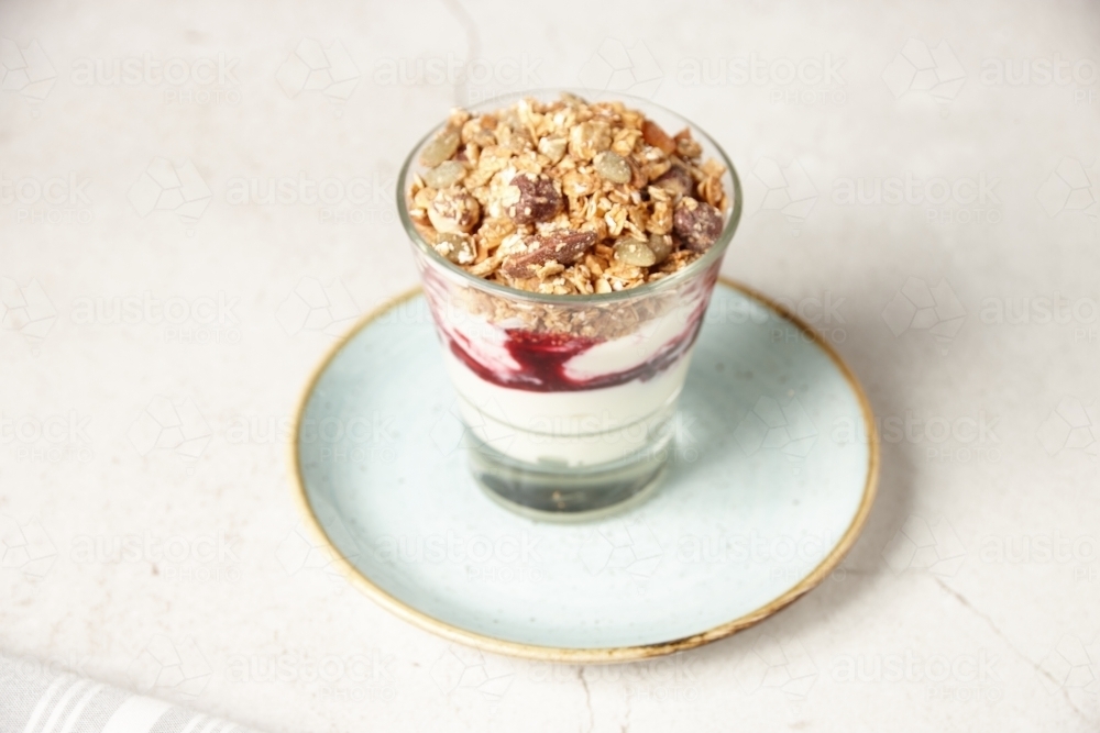 Granola cup with yogurt and berry - Australian Stock Image