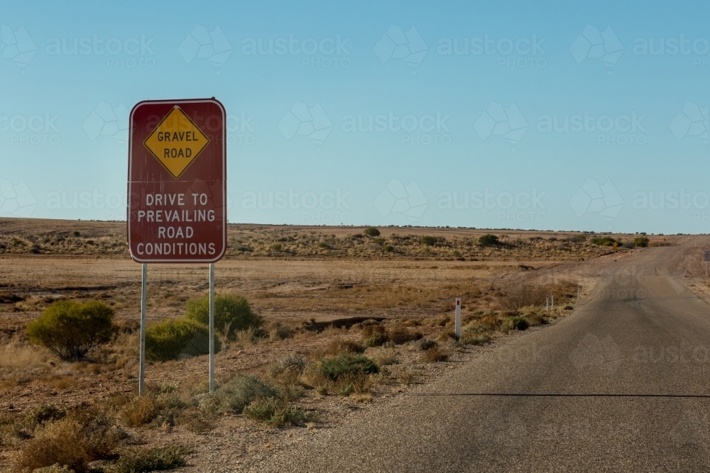 Gravel road sign in outback - Australian Stock Image