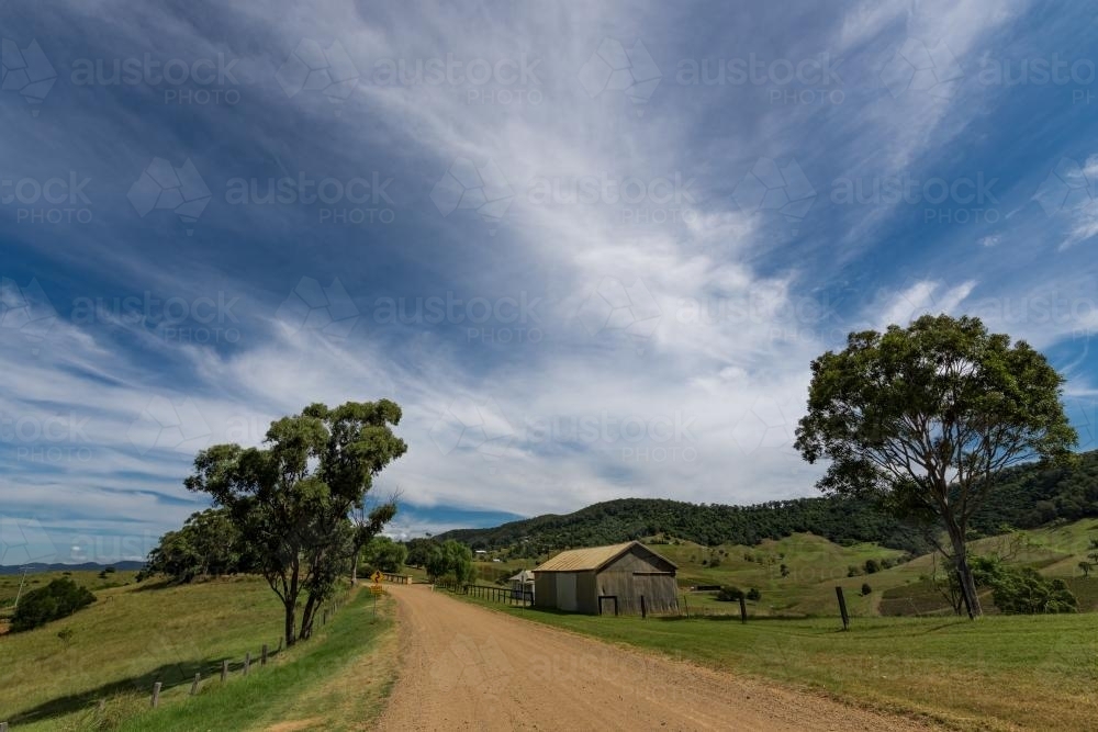 Gravel road through vineyards in the Hunter Valley - Australian Stock Image