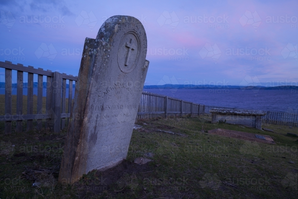 Gravestone (1848) Darlington cemetery - Maria Island National Park - Tasmania - Australia - Australian Stock Image