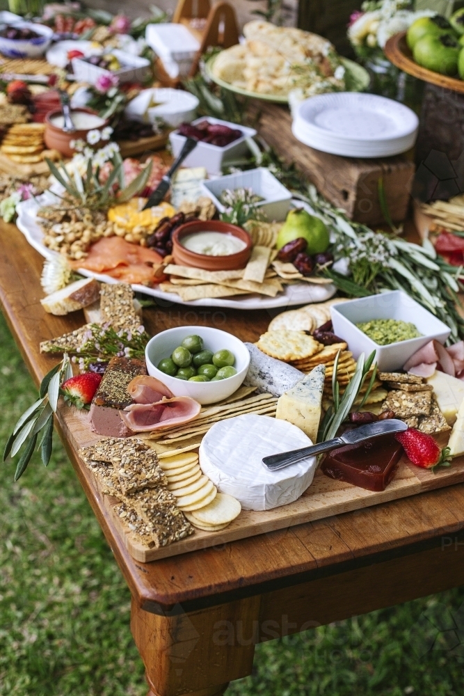 Grazing table, with antipasto platters - Australian Stock Image