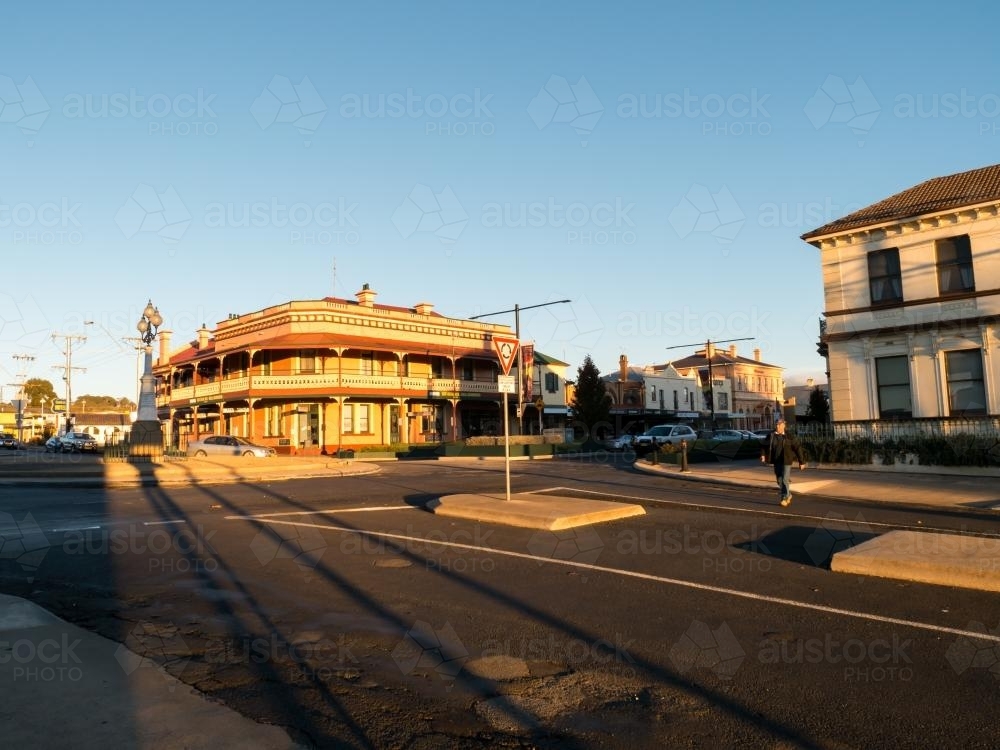 Great Central Hotel Glen Innes with long late afternoon shadows - Australian Stock Image