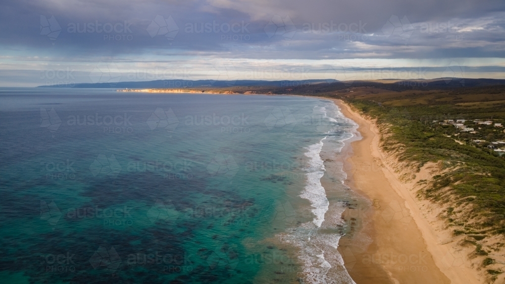 Moody Skies above Point Roadknight Surf Beach - Australian Stock Image