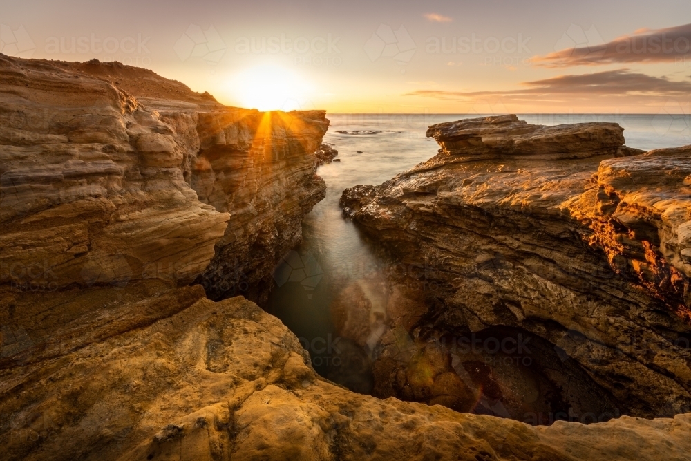 Great Ocean Road Rock Pools & Cliffs - Australian Stock Image