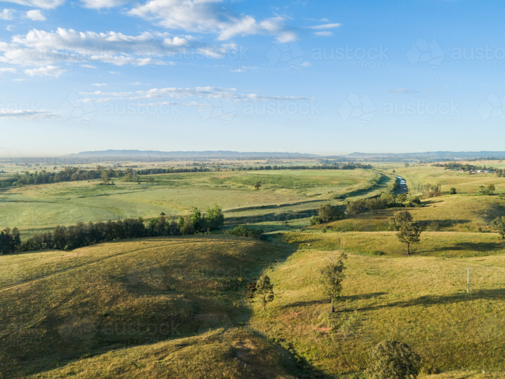 Pretty Paddock Image of Green farmland paddock landscape on outskirts of Singleton in ...