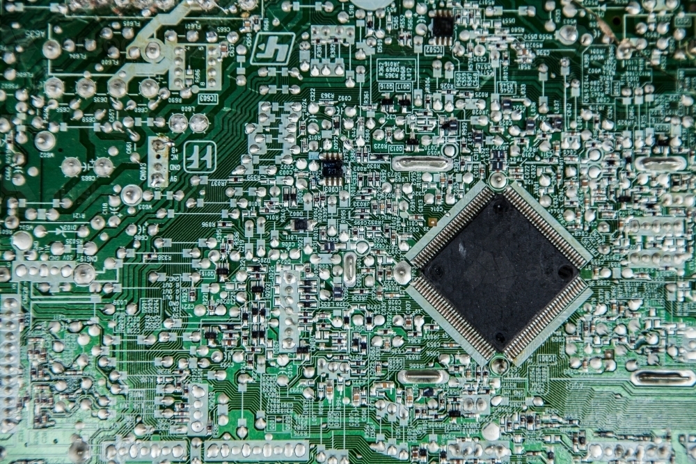 Green memory board for computer or Television filling frame - Australian Stock Image