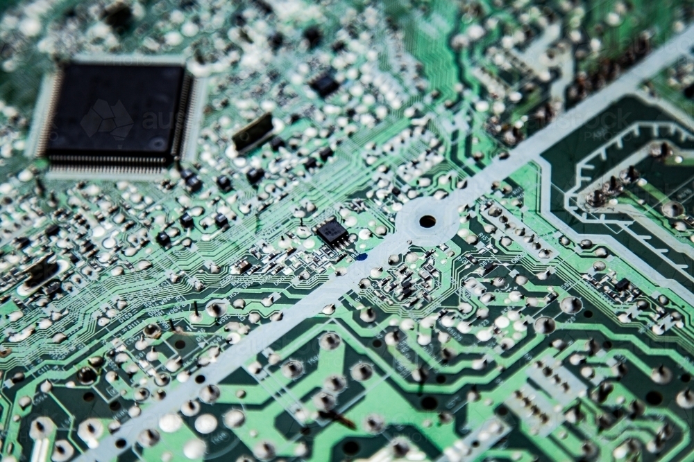 Green memory board for computer or Television filling frame - Australian Stock Image