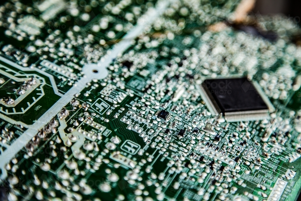 Green memory board for computer or Television filling frame - Australian Stock Image