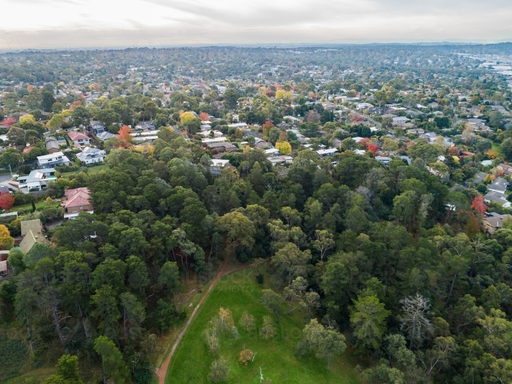 Green recreation park space in city called Campbells Croft Reserve, Vermont - Australian Stock Image