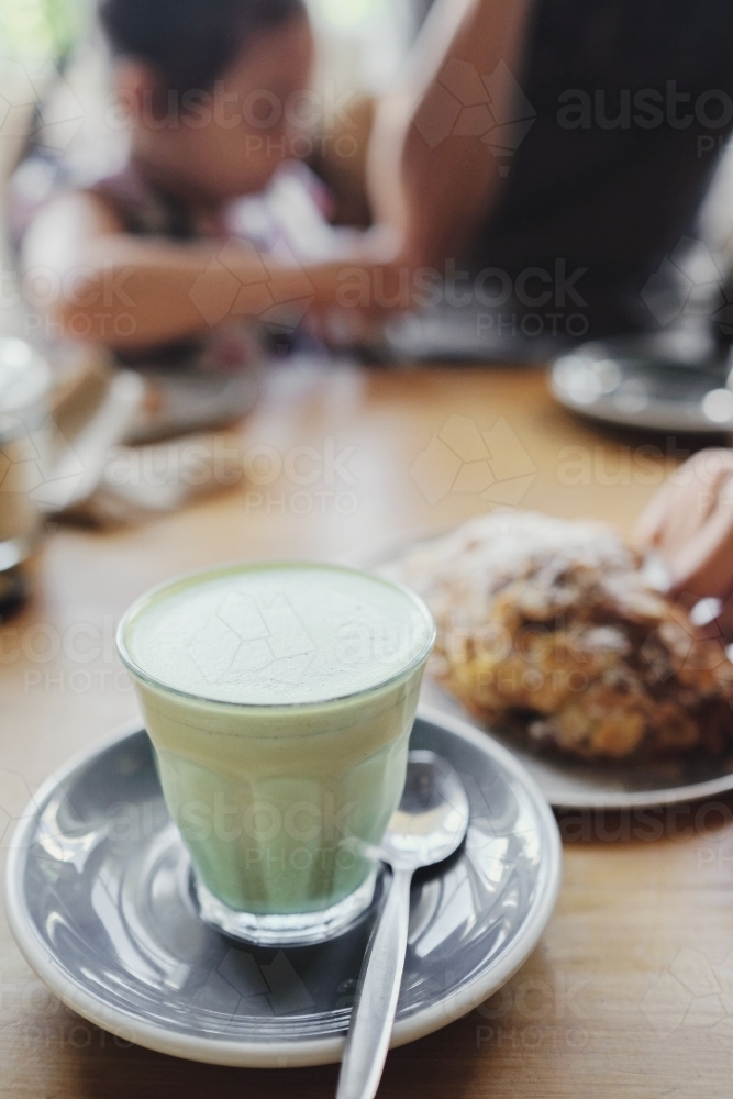 Green tea matcha latte - Australian Stock Image
