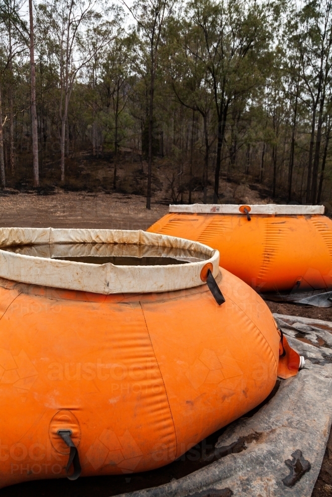 Ground fire-fighting or aerial operations reservoir, relay tank self-supporting Pumpkin Tank - Australian Stock Image