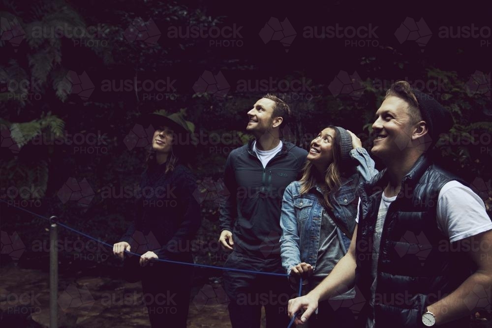 Group of friends looking up - Australian Stock Image