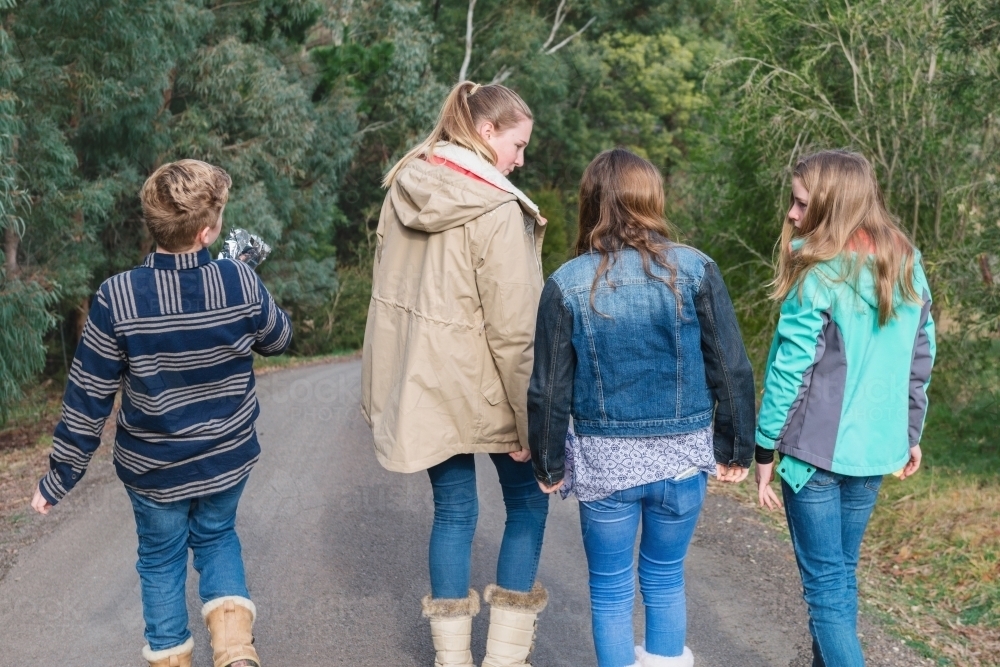 group of young teenagers outside - Australian Stock Image