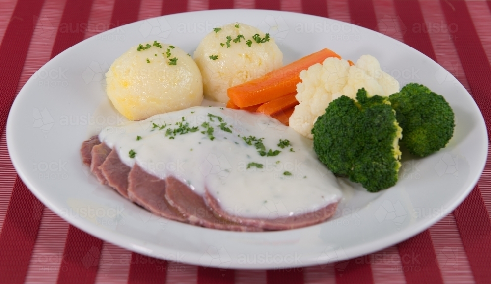 Ham with White Sauce - Australian Stock Image
