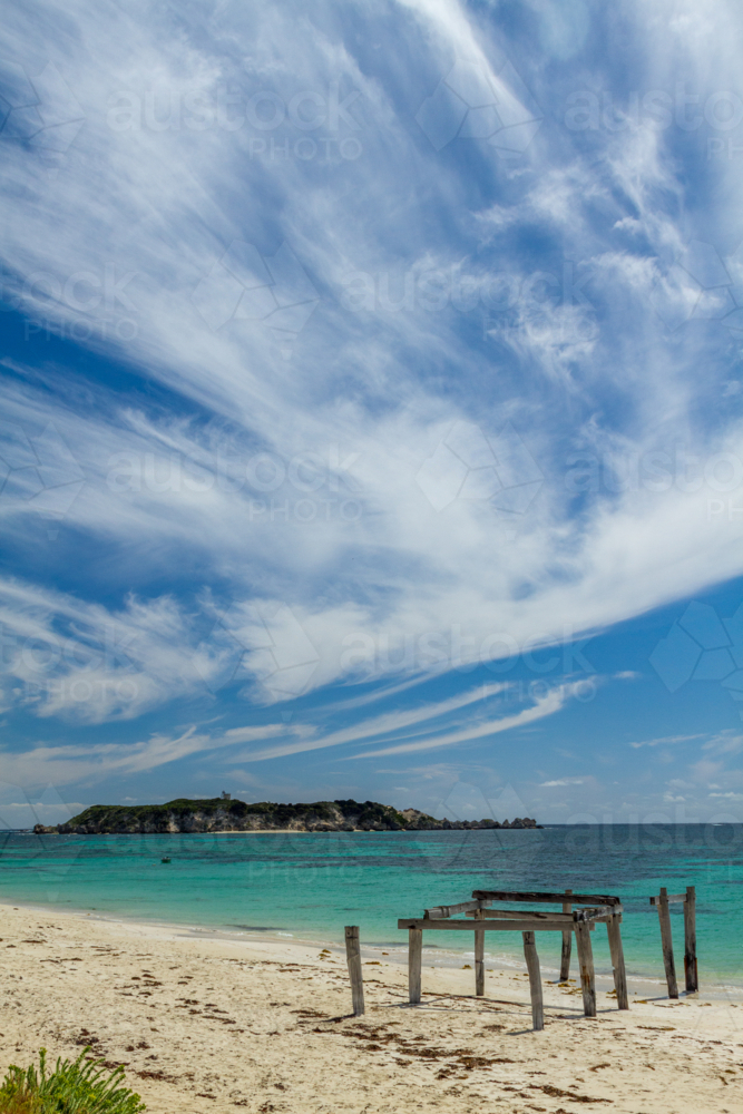 Hamelin Bay Jetty and Hamelin Island, on the southwest coast of Western Australia. - Australian Stock Image
