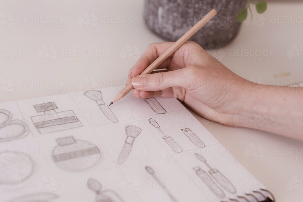 hand sketching with a pencil - Australian Stock Image