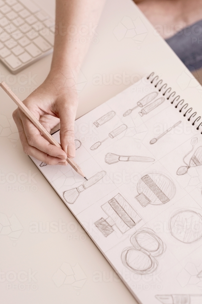 hand sketching with a pencil - Australian Stock Image