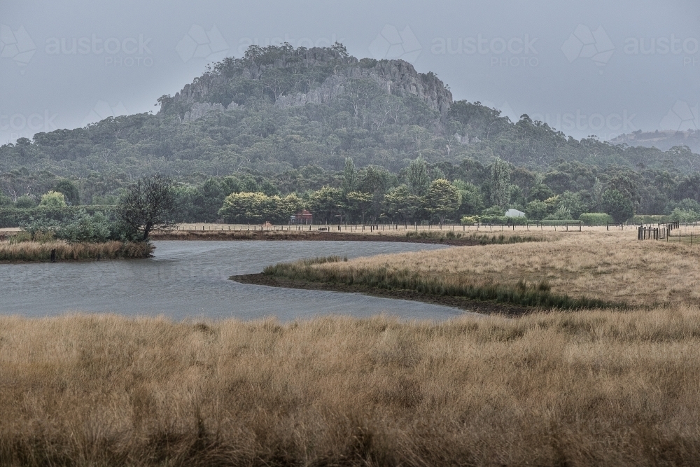 Hanging Rock During Summer Rainstorm - Australian Stock Image