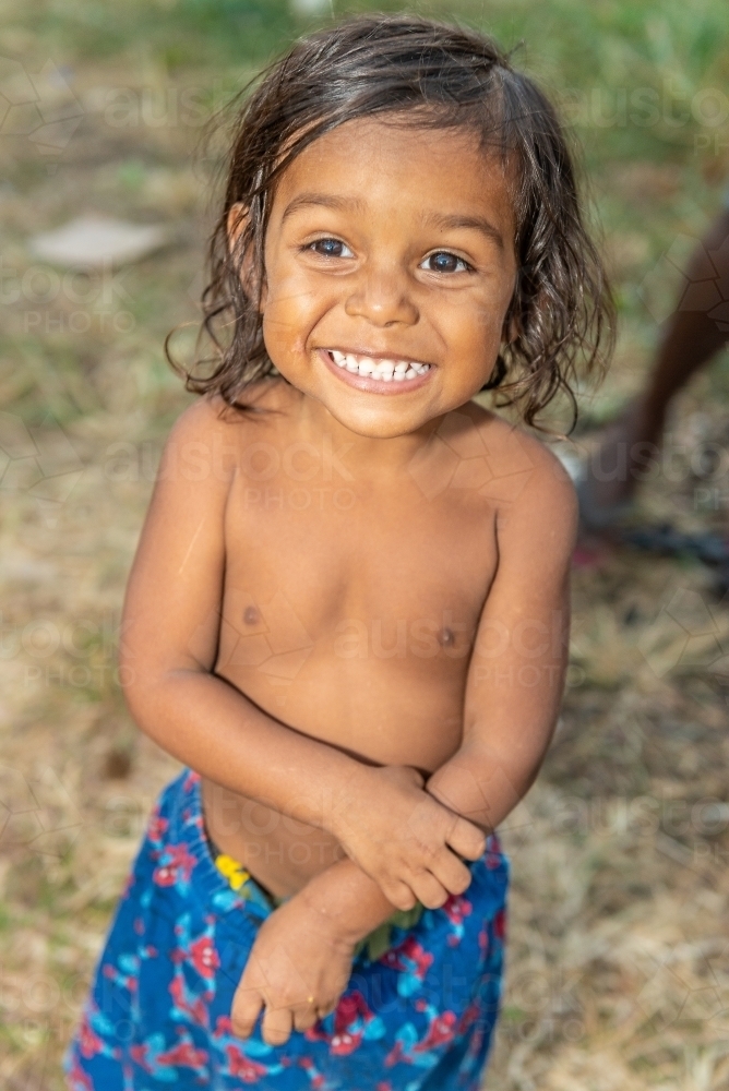 Happy Aboriginal Toddler - Australian Stock Image