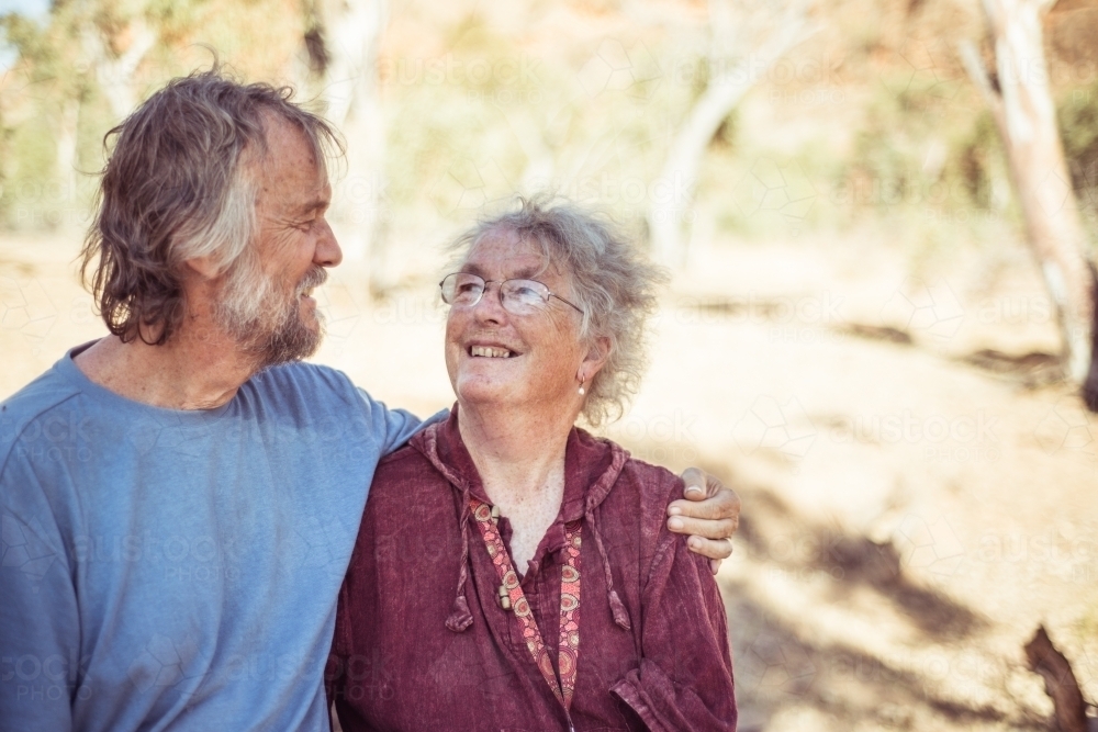 Happy elderly couple in the Northern Territory - Australian Stock Image
