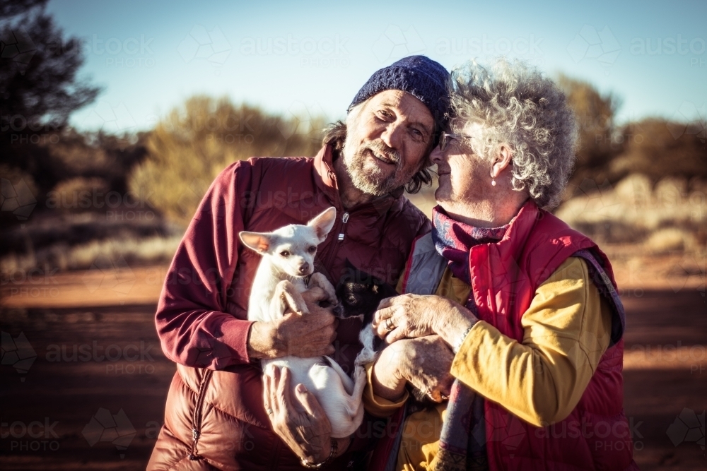 Happy elderly couple in the Northern Territory - Australian Stock Image