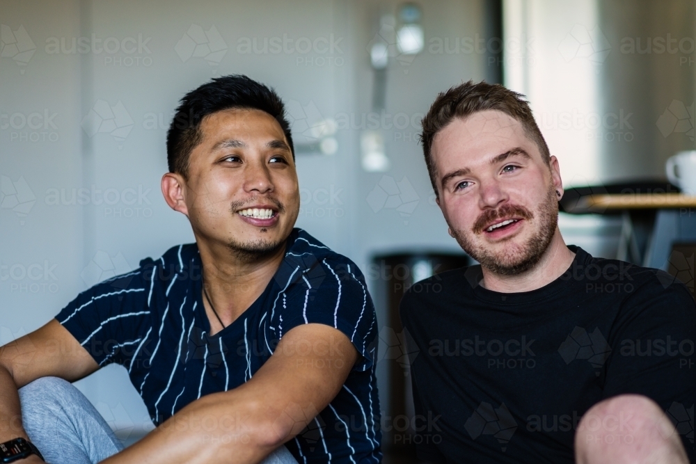 Happy gay couple - Australian Stock Image