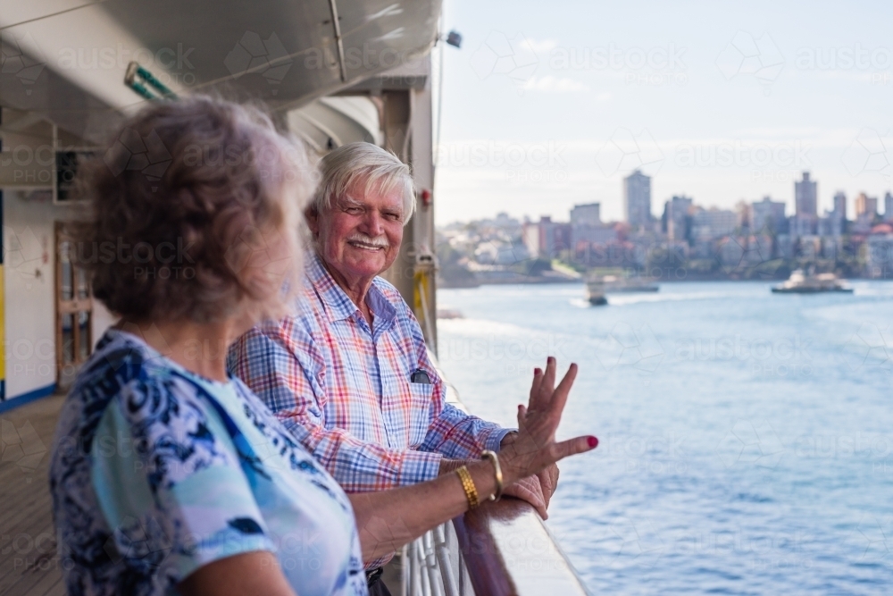 happy seniors on a cruise ship - Australian Stock Image
