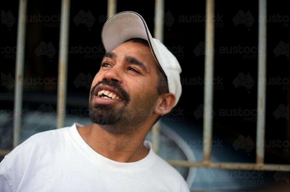 Happy Young Aboriginal Adult Man - Australian Stock Image