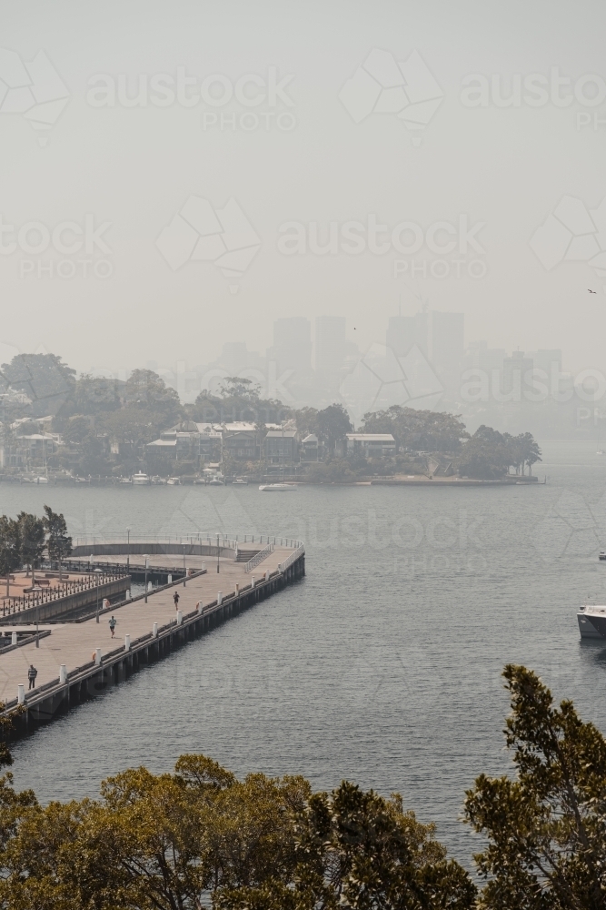 Harbour views of Pyrmont and Pirrama Park with North Sydney visible in the distance - Australian Stock Image