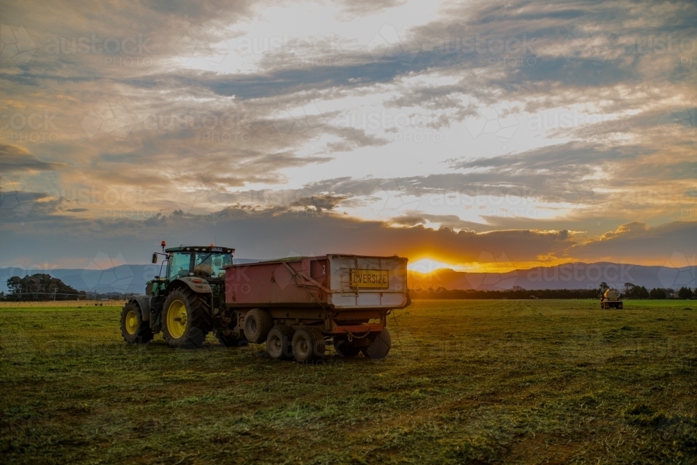 harvester in paddock with peas - Australian Stock Image