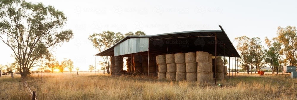 Hay shed on farm - Australian Stock Image