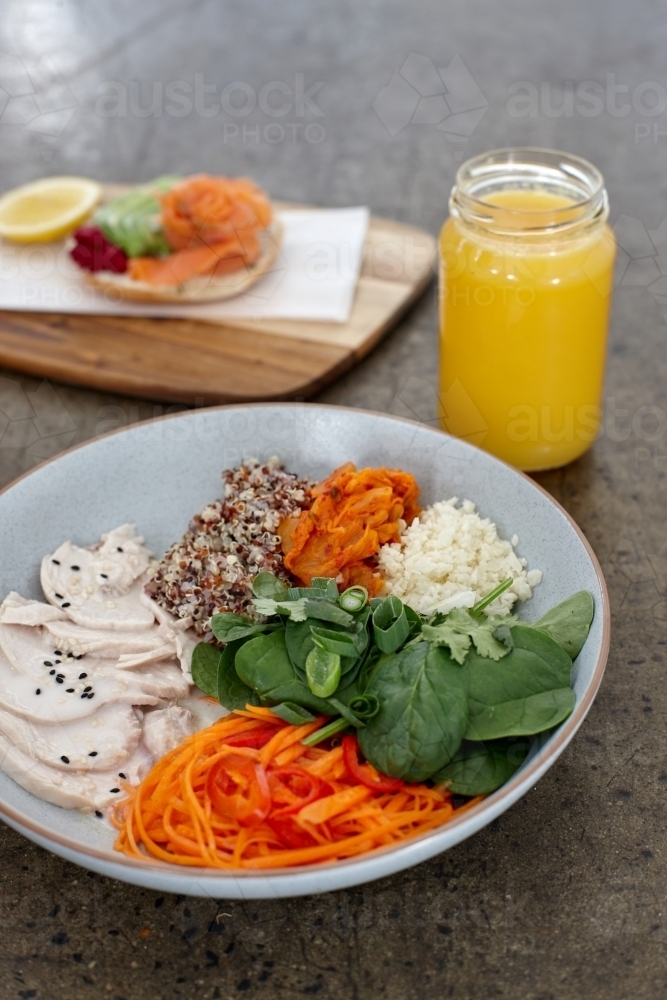 Healthy vegetarian meal ready to eat - Australian Stock Image