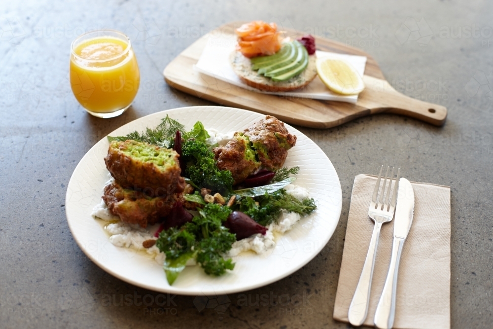 Healthy vegetarian meal ready to eat - Australian Stock Image